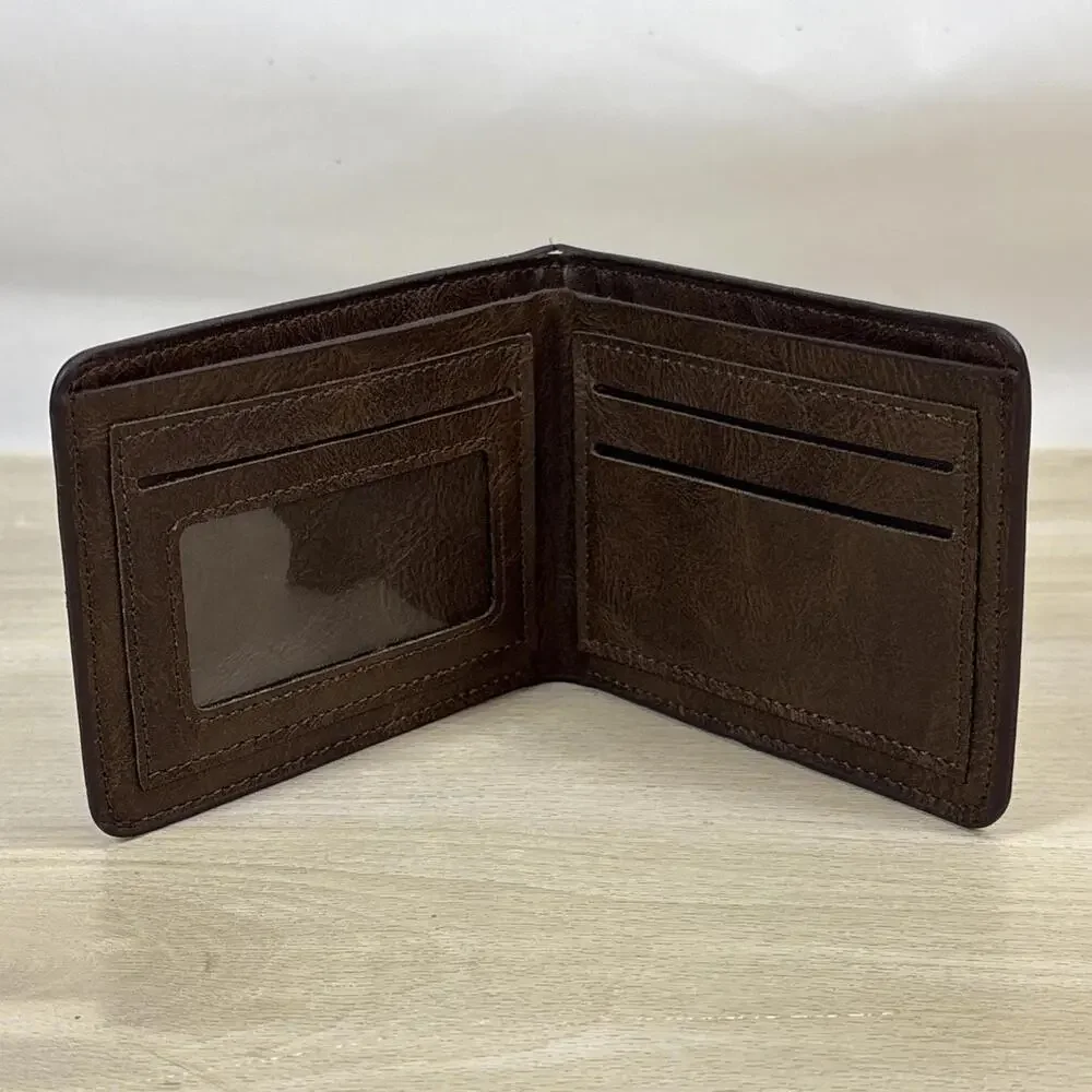 Men's Middle Bi-Fold Faux Leather USA Wallet